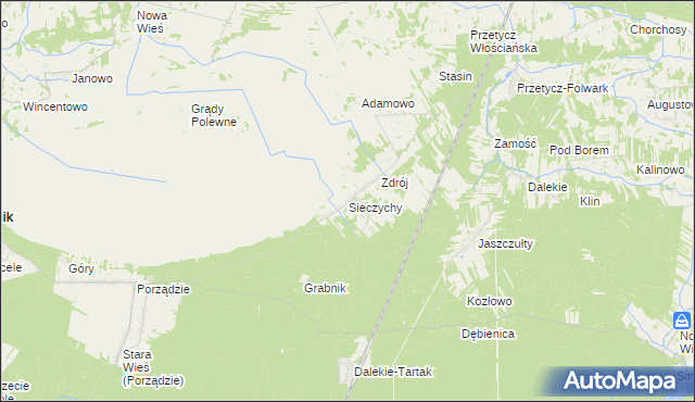 mapa Sieczychy, Sieczychy na mapie Targeo