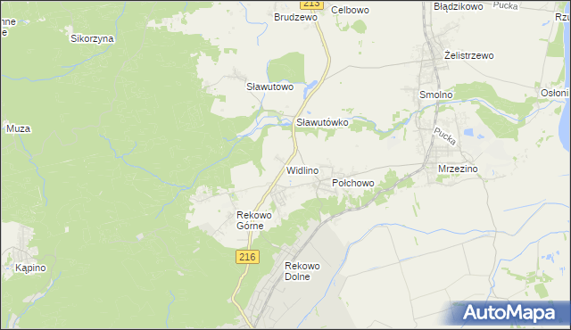 mapa Widlino gmina Puck, Widlino gmina Puck na mapie Targeo