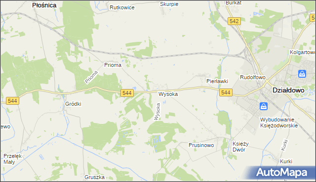 mapa Wysoka gmina Działdowo, Wysoka gmina Działdowo na mapie Targeo