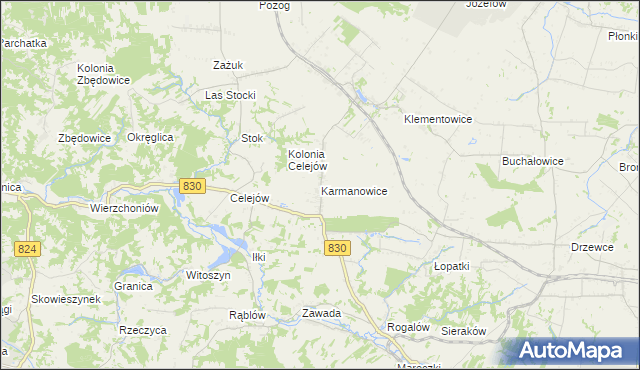 mapa Karmanowice, Karmanowice na mapie Targeo