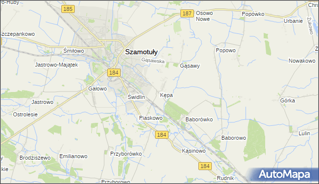 mapa Kępa gmina Szamotuły, Kępa gmina Szamotuły na mapie Targeo