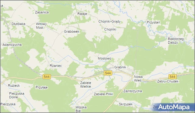 mapa Mostowo gmina Olszewo-Borki, Mostowo gmina Olszewo-Borki na mapie Targeo