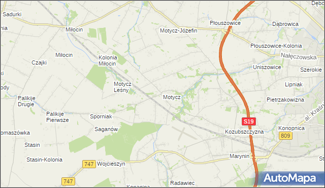 mapa Motycz, Motycz na mapie Targeo