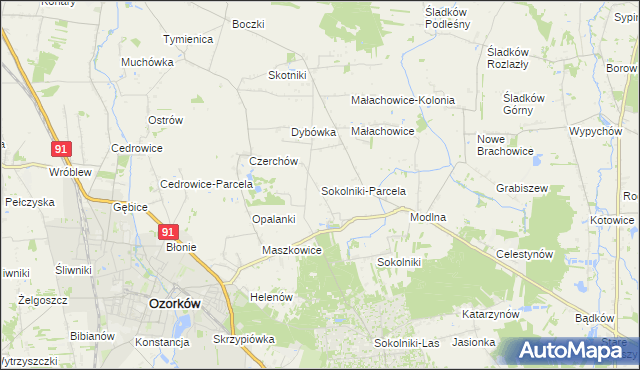 mapa Sokolniki-Parcela, Sokolniki-Parcela na mapie Targeo