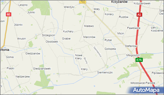 mapa Wyręby Siemienickie, Wyręby Siemienickie na mapie Targeo