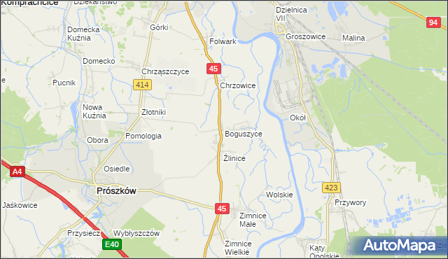 mapa Boguszyce gmina Prószków, Boguszyce gmina Prószków na mapie Targeo