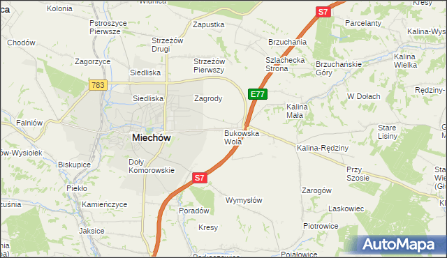 mapa Bukowska Wola, Bukowska Wola na mapie Targeo