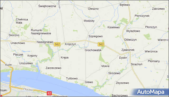 mapa Grochowalsk, Grochowalsk na mapie Targeo