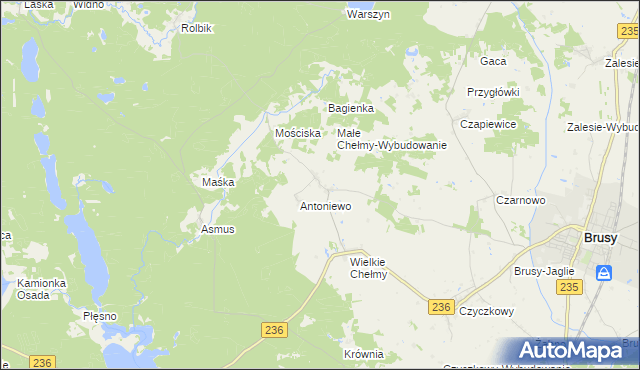 mapa Małe Chełmy, Małe Chełmy na mapie Targeo