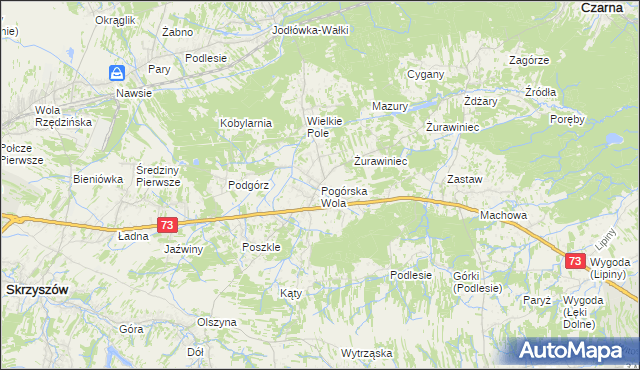 mapa Pogórska Wola, Pogórska Wola na mapie Targeo