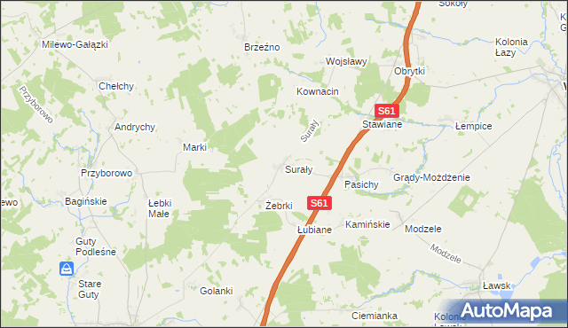 mapa Surały, Surały na mapie Targeo