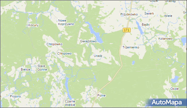 mapa Uradz, Uradz na mapie Targeo