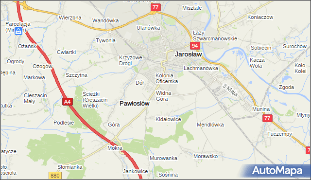 mapa Widna Góra, Widna Góra na mapie Targeo