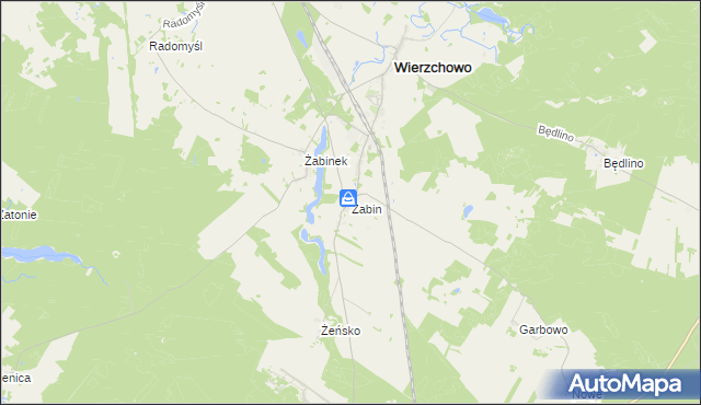 mapa Żabin gmina Wierzchowo, Żabin gmina Wierzchowo na mapie Targeo