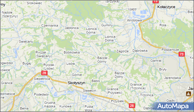 mapa Bączal Górny, Bączal Górny na mapie Targeo