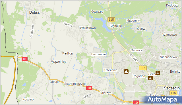 mapa Bezrzecze, Bezrzecze na mapie Targeo