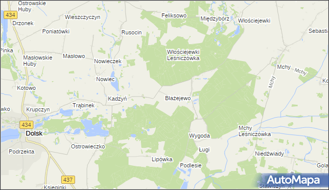 mapa Błażejewo gmina Dolsk, Błażejewo gmina Dolsk na mapie Targeo