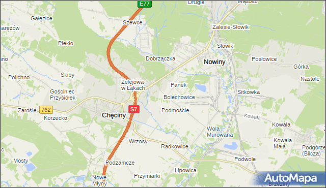 mapa Bolechowice gmina Sitkówka-Nowiny, Bolechowice gmina Sitkówka-Nowiny na mapie Targeo