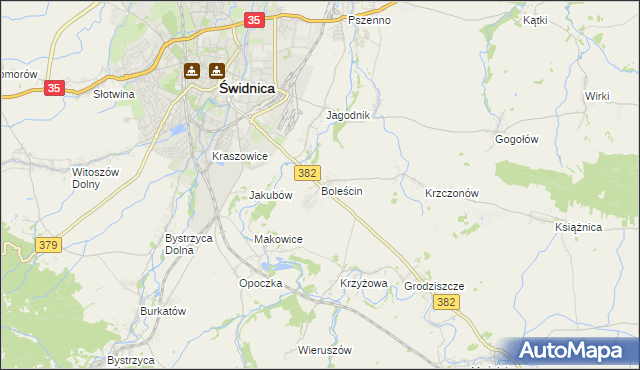 mapa Boleścin gmina Świdnica, Boleścin gmina Świdnica na mapie Targeo