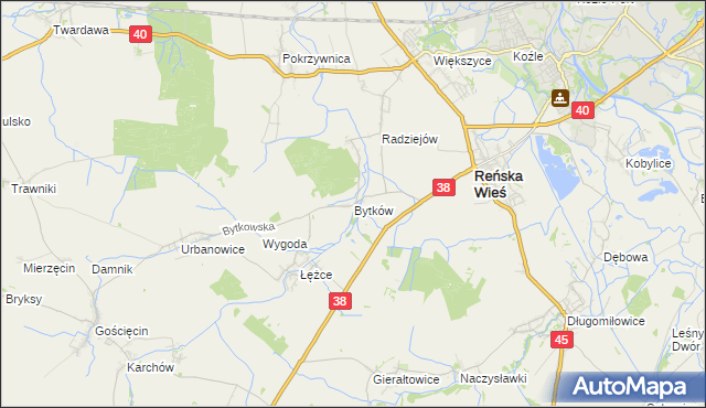 mapa Bytków gmina Reńska Wieś, Bytków gmina Reńska Wieś na mapie Targeo