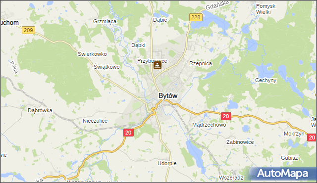 mapa Bytów, Bytów na mapie Targeo