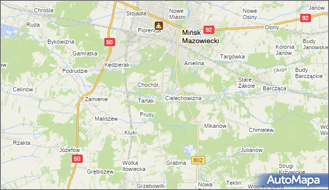 mapa Cielechowizna, Cielechowizna na mapie Targeo