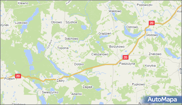 mapa Cieszanowo, Cieszanowo na mapie Targeo