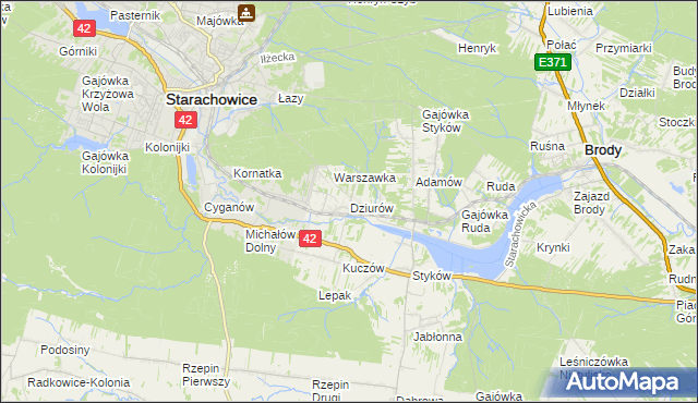 mapa Dziurów gmina Brody, Dziurów gmina Brody na mapie Targeo