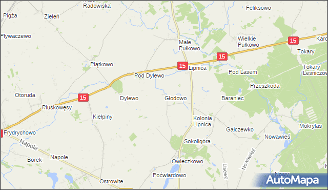 mapa Głodowo gmina Dębowa Łąka, Głodowo gmina Dębowa Łąka na mapie Targeo