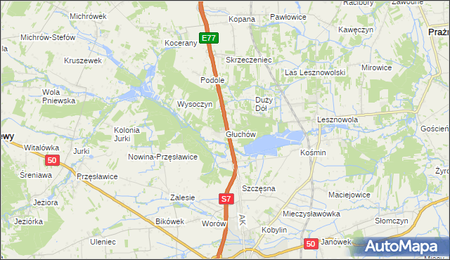 mapa Głuchów gmina Grójec, Głuchów gmina Grójec na mapie Targeo