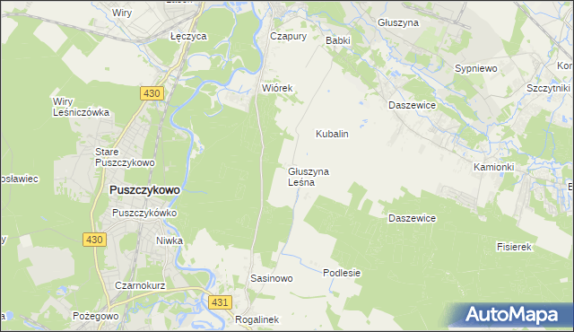 mapa Głuszyna Leśna, Głuszyna Leśna na mapie Targeo