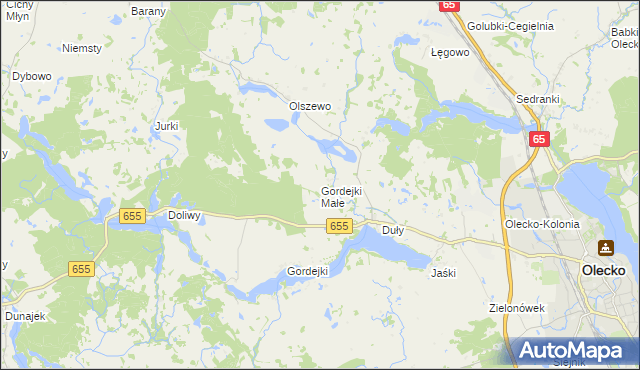 mapa Gordejki Małe, Gordejki Małe na mapie Targeo