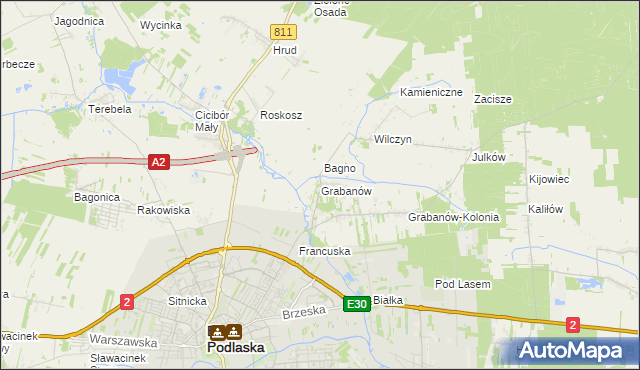 mapa Grabanów, Grabanów na mapie Targeo