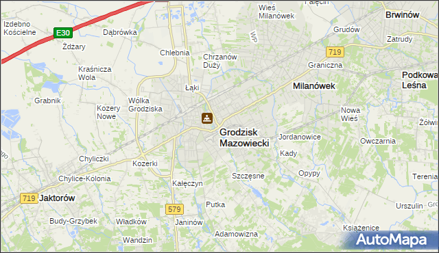 mapa Grodzisk Mazowiecki, Grodzisk Mazowiecki na mapie Targeo