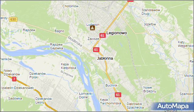 mapa Jabłonna powiat legionowski, Jabłonna powiat legionowski na mapie Targeo