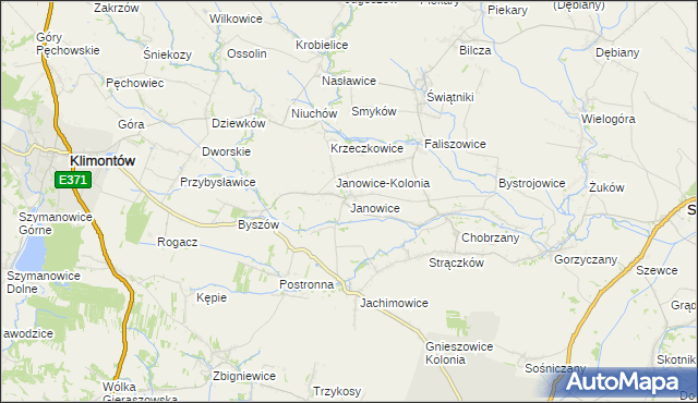 mapa Janowice gmina Samborzec, Janowice gmina Samborzec na mapie Targeo