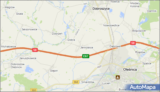 mapa Jenkowice gmina Oleśnica, Jenkowice gmina Oleśnica na mapie Targeo