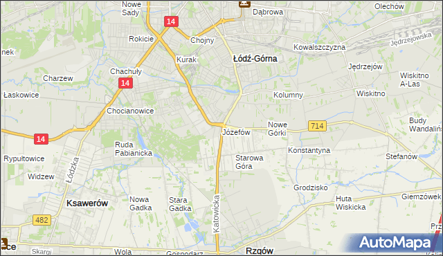 mapa Józefów gmina Łódź, Józefów gmina Łódź na mapie Targeo