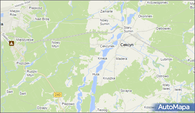 mapa Knieja gmina Cekcyn, Knieja gmina Cekcyn na mapie Targeo