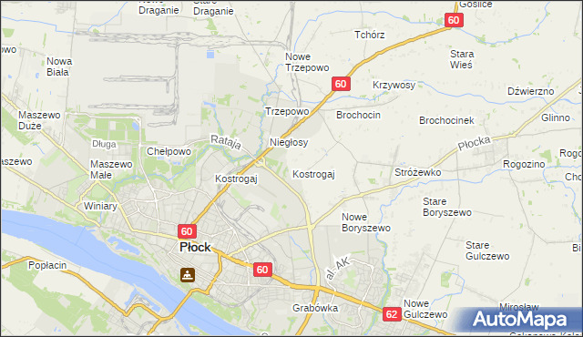 mapa Kostrogaj, Kostrogaj na mapie Targeo