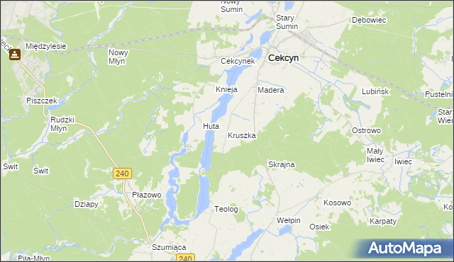 mapa Kruszka gmina Cekcyn, Kruszka gmina Cekcyn na mapie Targeo