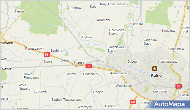 mapa Krzesinówek, Krzesinówek na mapie Targeo