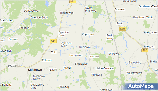 mapa Kuniewo, Kuniewo na mapie Targeo