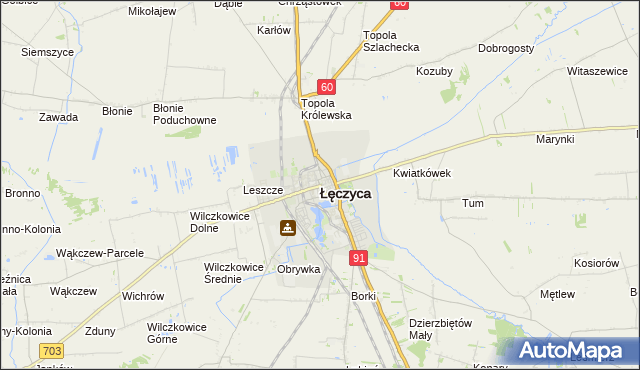 mapa Łęczyca, Łęczyca na mapie Targeo