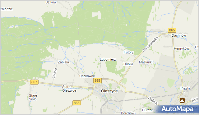 mapa Lubomierz gmina Oleszyce, Lubomierz gmina Oleszyce na mapie Targeo