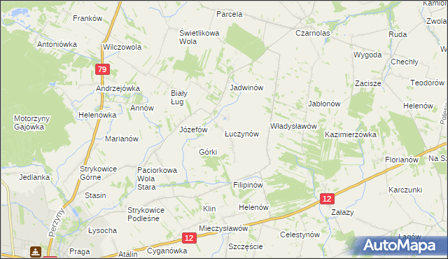 mapa Łuczynów gmina Policzna, Łuczynów gmina Policzna na mapie Targeo