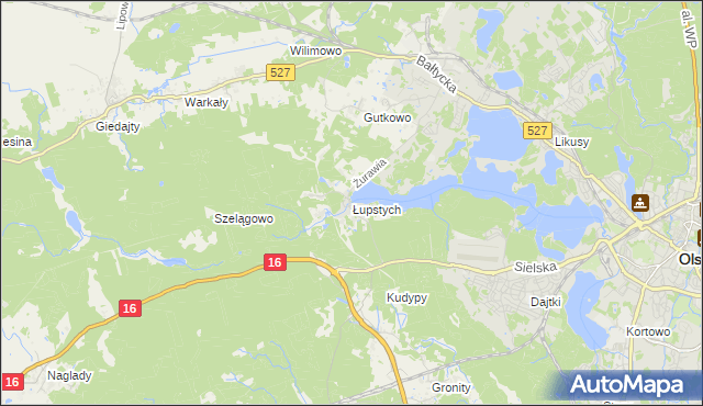 mapa Łupstych, Łupstych na mapie Targeo