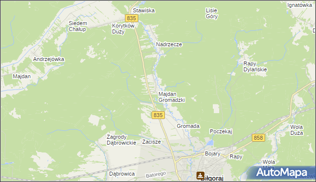 mapa Majdan Gromadzki, Majdan Gromadzki na mapie Targeo