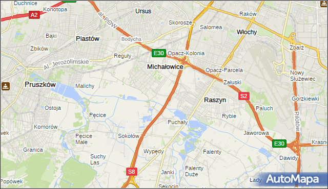 mapa Michałowice-Wieś, Michałowice-Wieś na mapie Targeo