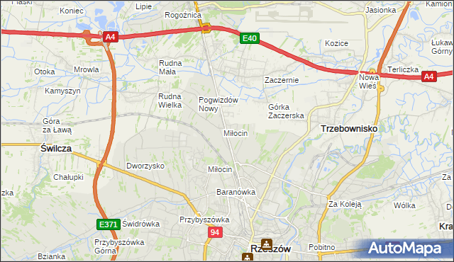 mapa Miłocin gmina Głogów Małopolski, Miłocin gmina Głogów Małopolski na mapie Targeo